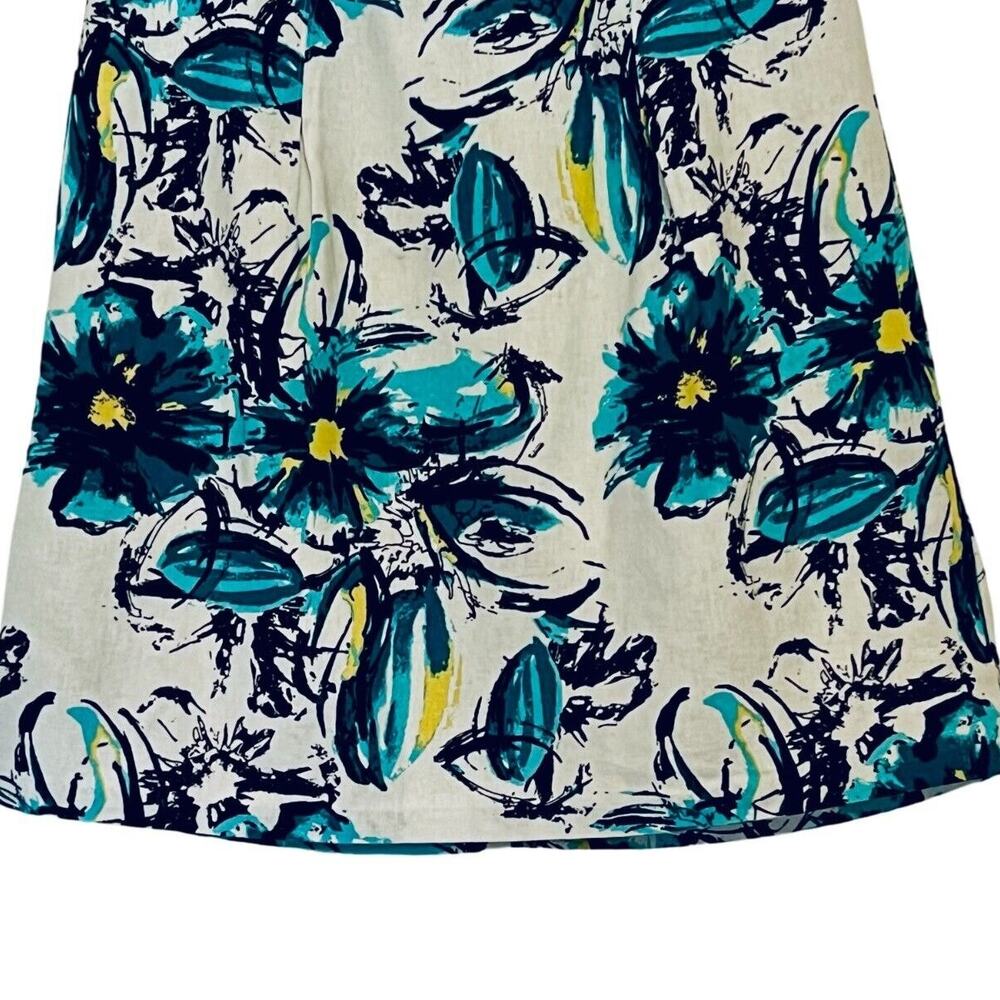 Cato Linen Skirt Womens Size 12 White Blue Floral A Line Zip Lined Cottagecore - Picture 7 of 9